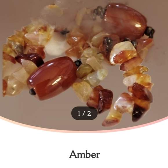 Carnelian Amber Tumbled Rocks Chip Stones Long Semi Precious Lariat Necklace NEW - Picture 6 of 9
